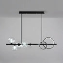 DecorBites™ Modern 5-Light Black Metal Pendant Lighting with Spherical Glass for Dining Table