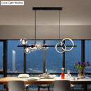 DecorBites™ Modern 5-Light Black Metal Pendant Lighting with Spherical Glass for Dining Table