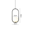 Modern black metal ring pendant light dining room glass globe shade