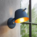 DecorBites™ Modern Flare Wall Mount Sconce with 1 Head, Metal Shade, in Black/White/Blue