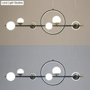 DecorBites™ Karen's 6 Light Modern Black Metal Spherical Glass Island Pendant Lighting for Dining Room