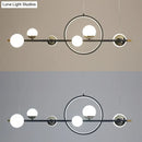 DecorBites™ Karen's 6 Light Modern Black Metal Spherical Glass Island Pendant Lighting for Dining Room