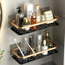 Modern black metal tiered bathroom corner shelves storage rack