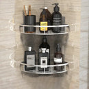 Modern black metal tiered bathroom corner shelves storage rack