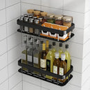 Modern black metal tiered bathroom corner shelves storage rack