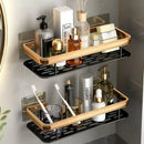 Modern black metal tiered bathroom corner shelves storage rack