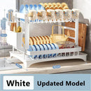 Modern black metal two tier dish drainer rack – kitchen organizer