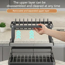 Modern black metal two tier dish drying rack kitchen organizer
