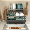 Modern black metal two tier dish drying rack kitchen organizer