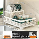 Modern black metal two tier dish drying rack kitchen organizer