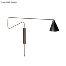 Modern black metal wall lamp with long arm for living room