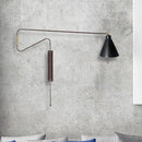 Modern black metal wall lamp with long arm for living room