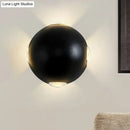 Modern black metal wall light outdoor spherical sconce