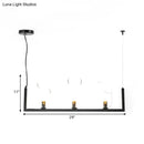 DecorBites™ Modern Black Metallic Linear Chandelier with Oblique Clear Shade, LED Pendant Light - Warm/White Illumination