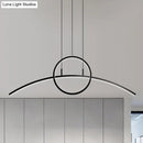 DecorBites™ Modern Black Aluminum Arch Chandelier: LED Island Lamp with Ringed Design