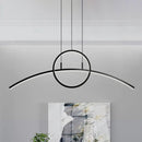 DecorBites™ Modern Black Aluminum Arch Chandelier: LED Island Lamp with Ringed Design