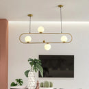 Modern black minimalist ellipse ceiling light with white globes living room