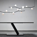 Modern black minimalist glass branch chandelier dining room light
