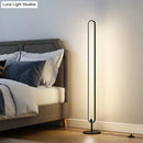 Modern black minimalist oval floor lamp bedroom warm white natural