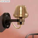 DecorBites™ Modern Black Mushroom Wall Sconce with Amber Glass - Bedroom Lighting Fixture