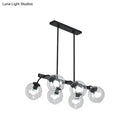 Modern black orb shade pendant light kitchen smoked glass chandelier