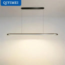 Modern black oval led pendant light for dining room