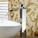 Modern black plated brass waterfall basin tap bathroom mixer