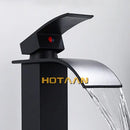 Modern black plated brass waterfall basin tap bathroom mixer