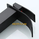 Modern black plated brass waterfall basin tap bathroom mixer
