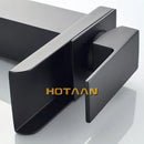Modern black plated brass waterfall faucet square bathroom mixer sink