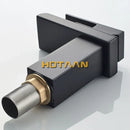 Modern black plated brass waterfall faucet square bathroom mixer sink
