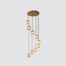 Modern black prismatic crystal cylindrical chandelier stairway light