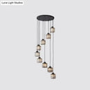 Modern black prismatic crystal cylindrical chandelier stairway light