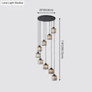 Modern black prismatic crystal cylindrical chandelier stairway light