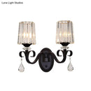 Modern black prismatic crystal wall mount lamp living room