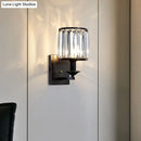 Modern black prismatic crystal wall sconce bedroom e12 light type