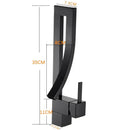 Modern black quartz waterfall basin faucet single handle mixer tap bathroom