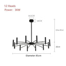 Modern black radial led ceiling pendant lamp for living room