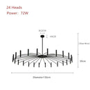 Modern black radial led ceiling pendant lamp for living room