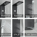 DecorBites™ Black Rainfall Shower Panel Set with Massage System and Temperature Screen