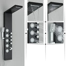DecorBites™ Black Rainfall Shower Panel Set with Massage System and Temperature Screen