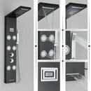 DecorBites™ Black Rainfall Shower Panel Set with Massage System and Temperature Screen
