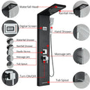 DecorBites™ Black Rainfall Shower Panel Set with Massage System and Temperature Screen