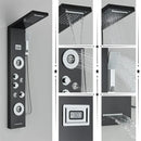 DecorBites™ Black Rainfall Shower Panel Set with Massage System and Temperature Screen