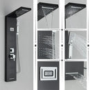 DecorBites™ Black Rainfall Shower Panel Set with Massage System and Temperature Screen