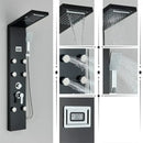 DecorBites™ Black Rainfall Shower Panel Set with Massage System and Temperature Screen