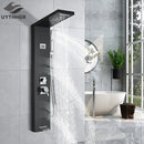 DecorBites™ Black Rainfall Shower Panel Set with Massage System and Temperature Screen