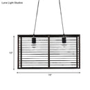 DecorBites™ Modern Black Rectangle Cage Island Pendant Light - 16"/19.5" W, 2-Light Bamboo Suspension Lamp for Restaurants
