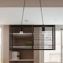 DecorBites™ Modern Black Rectangle Cage Island Pendant Light - 16"/19.5" W, 2-Light Bamboo Suspension Lamp for Restaurants