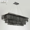 Modern black rectangle crystal chandelier dining room hanging light
